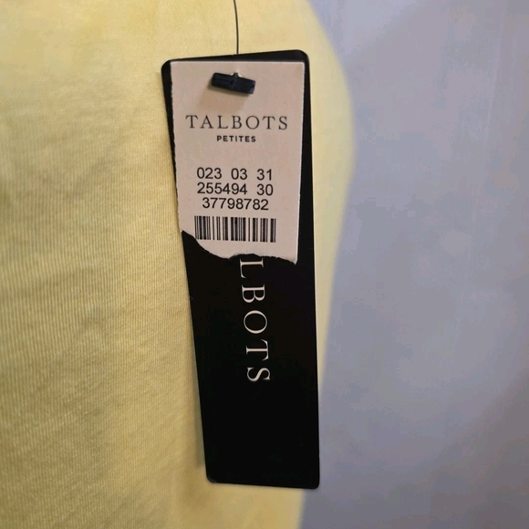 Talbots Yellow Short Sleeve Top with Braided Collar - Picture 5 of 7